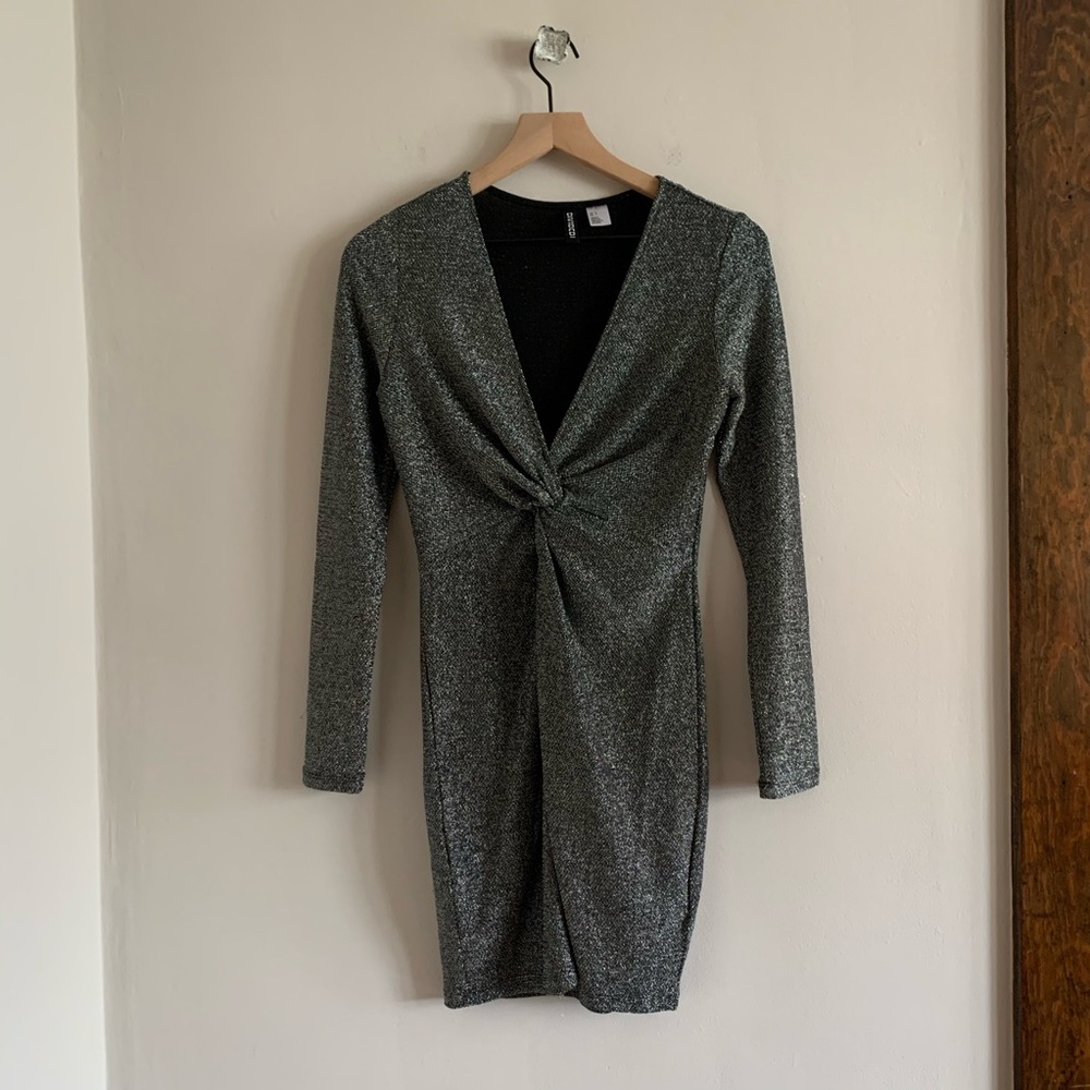Sparkly silver long sleeve dress